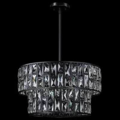 20" Modern Cross Crystal Farmhouse Pendant Light - 6 Lights, Black Finish - Image 1 of 4