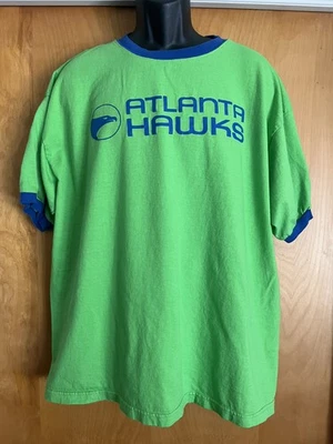 Camiseta masculina vintage NBA Atlanta Hawks verde limão tamanho 2XL madeira clássica - Imagem 1 de 4