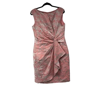 Maggy London Dress Womens 14 Pink Sleeveless Floral Pattern Textured Elegant - Picture 1 of 9