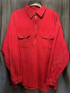 Vintage Marlboro Unlimited Red Corduroy Quarter Zip Shirt Coat Size Large - Picture 1 of 6