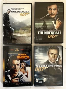 FOUR SEAN CONNERY James Bond DVDs - Goldfinger, Dr. No, Thunderball, Live Twice - Picture 1 of 10
