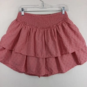 Hollister Womens Sz L High Rise Mini Skort Pink Floral Vacation Summer Embroied - Picture 1 of 10