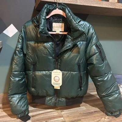 NUEVO CON ETIQUETAS Chaqueta Bomber Madden Girl Hunter Verde Puffer XS | Acogedor Abrigo Burbuja Acanalado Foto 1 de 4