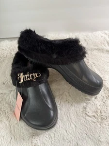 Juicy Couture 8 logo Crocs scarpe slip on donna taglia nero caldo pelliccia sintetica nuove - Foto 1 di 6