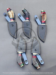 LOT OF 5 6" HANDMADE DAMASCUS STEEL RAM HORN SKINNER KNIVES, MINIATURE KNIVES - Picture 1 of 5