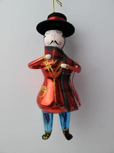 Vintage Christmas Ornament De Carlini style Glass man with top hat 7" - Picture 1 of 7