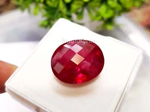 Scacchiera ovale rubino rosso naturale certificata 29,50 ct pietra preziosa sciolta - Foto 1 di 6