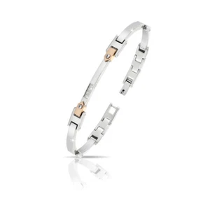 Pulsera de Acero Hombre 316L con Acabado Vino Rosado y Diamantes Blanco Quilates - Imagen 1 de 1