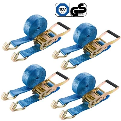 AREBOS 4 x Cinghia di Serraggio Cinghia di Sicurezza a Cricchetto 5000 daN 5T