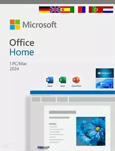 Microsoft Office Home 2024 Vollversion 1 PC/Mac DE/ML Lebenslange Lizenz NEU - Bild 1 von 4