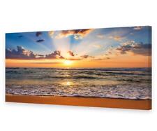 BK1850 Wall Art Decor Large Canvas Print Picture Sunrise Ocean Beach Waves Sc...