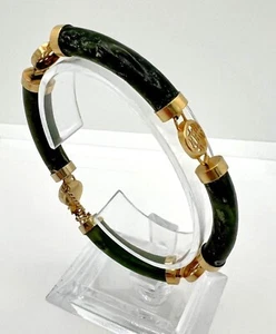 Vintage Jade Armband mit Vergoldung – Handgearbeitetes Unikat Jade bracelet - Bild 1 von 5