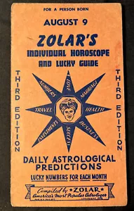 1942 ZOLAR Astrologia per 9 agosto LEO Previsioni Indovino Guida Fortunata - Foto 1 di 12