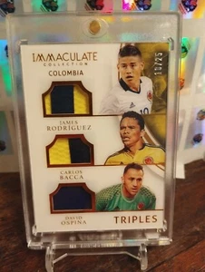 James Rodriguez & Bacca & Ospina /25 !!! Triples Gracz-noszona naszywka Relic Panini - Zdjęcie 1 z 2