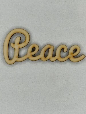 Corte láser personalizado sin terminar mayúsculas forma de paz madera artesanía recorte Foto 1 de 2