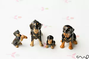 Juego de 4 Estatuillas de Muñeca Coleccionables de Cerámica Rottweiler Perros - Imagen 1 de 5