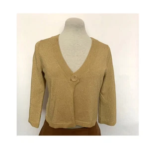 Cable & Gauge Metallic Crop Pullover, Gr. S, beige, 3/4 Ärmel, ein Knopf - Bild 1 von 4