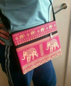Rosa Multi-Bolsillo Delgado Verano Bolso Mensajero con Correa para el Hombro - Imagen 1 de 5