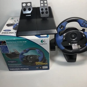 Logitech Driving Force Feedback Racing Wheel Playstation PS2 PC PS3 Tested Boxed - Picture 1 of 13