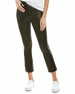 Joe's Jeans Lambskin Softest Leather Ankle Pants Olive Green Sz 26 NWT - Picture 1 of 10