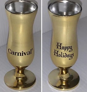 Carnival Cruise Line ~ Pedestal Alto Felices Fiestas Vidrio de Chupito Dorado 4.5" - Imagen 1 de 6