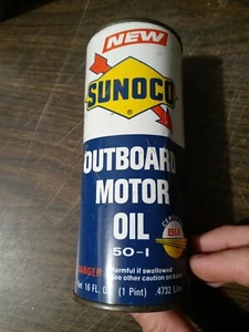 Vintage Sunoco Outboard Motor Oil 50-1 - 1 Pint - New Old Stock - Sealed - Picture 1 of 5