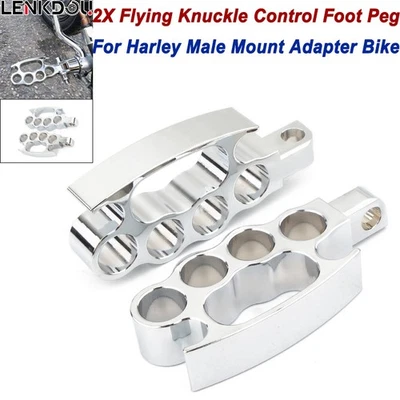 For Harley Chrome Control Foot Pegs Flying Knuckle Pegs Sportster Dyna Softail Foto 1 de 4
