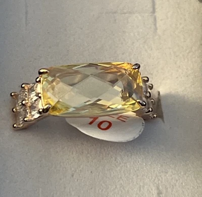 Anillo Bomb Party Noviembre Talla 10 Creado en Laboratorio Citrino Chapado en Oro Rosa  Foto 1 de 2