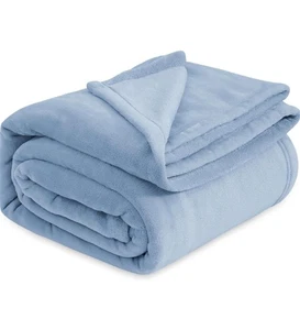 Bedsure Fleece Blanket Queen Size 90x90”-Light Blue New - Picture 1 of 7