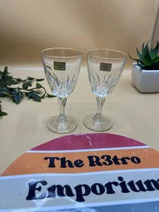 VINTAGE LUMINARC FRANCE VERRERIE CRYSTAL CORDIAL  ETCHED GLASSES LOT OF 2 - Picture 1 of 7
