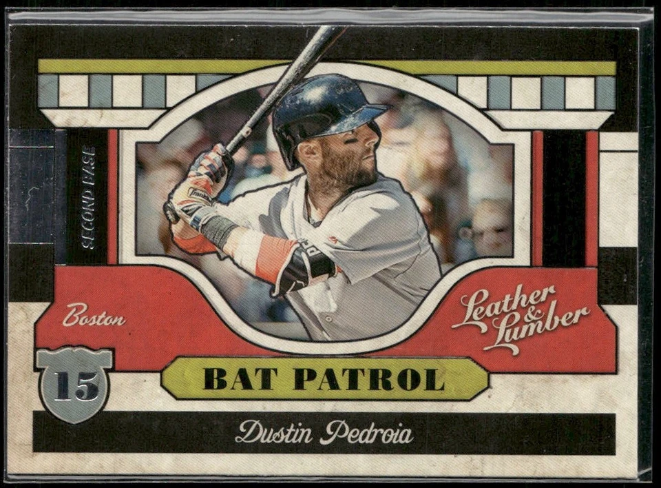 2019 Panini Leather & Lumber #BP-15 Dustin Pedroia Bat Patrol Red Sox - Image 1 of 2