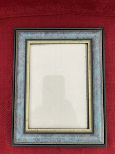 Vintage Blue & Gold Faux Marble Look Picture Frame Holds 5 X 7 Photo - Picture 1 of 9