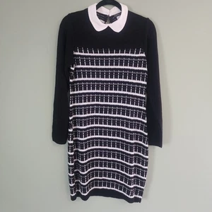 Venus schwarz-weiß Strickkragen Preppy Y2K Kleid, M, edel Herbst Winter  - Bild 1 von 7