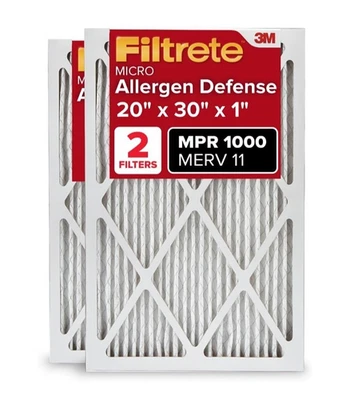 3M Filtrete Micro Allergen Defense Air Filter 20 x 30 x 1 MPR 1000 - Pack of 2 - Image 1 of 4
