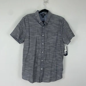 NWT Volcom Everett Oxford Mens M Gray Short Sleeve Button Up Casual Shirt - Picture 1 of 9