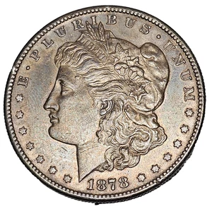 1878 - 1 $ Morgan Silber Dollar - ca. bankfrisch +, PL kostenloser USA Versand - AU +, PL - Bild 1 von 2