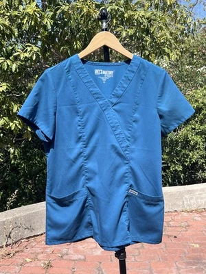 Blusa Médica Grey’s Anatomy Azul 2 Bolsillos Cuello en V Talla Pequeña M Foto 1 de 2