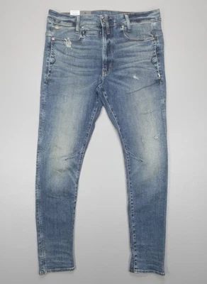 Jeans skinny masculino G-Star Raw D-Staq 3D tamanho 32x32 super stretch envelhecido destruir - Imagem 1 de 4