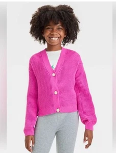 Cat & Jack Girl’s Embroidered Button-Front Cardigan Size S 6/7 - Picture 1 of 13