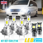 For Mercedes Vito W639 H7 H7 501 White LED High/Low/Side Headlight Bulbs 6000k