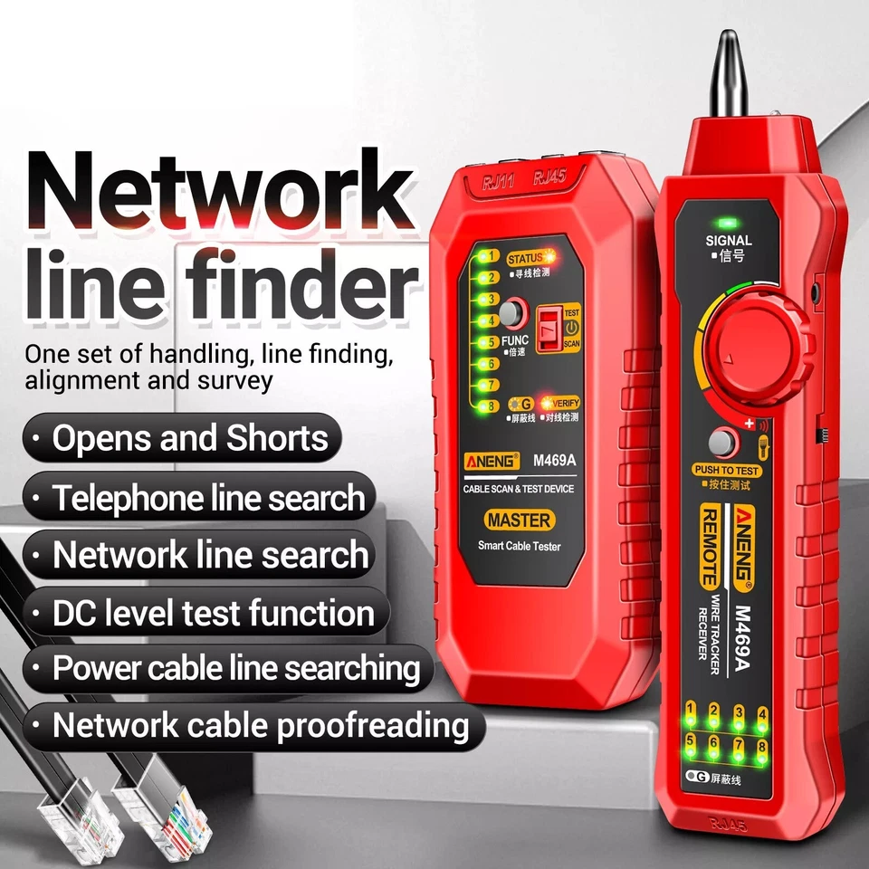 ANENG M469A Intelligent Network Cable Tracker Networking Analyzer RJ45 RJ11 USA