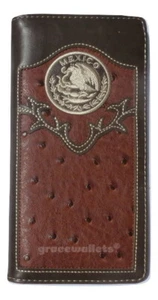 Billetera México Para Hombre Occidental Plegable Libro de Cheques Estilo W071-2 Marrón - Imagen 1 de 3