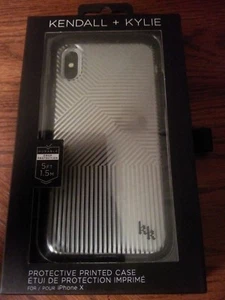 Kendall + Kylie iPhone X Case Geometric Stripes, Transparent & Metallic Silver - Picture 1 of 2