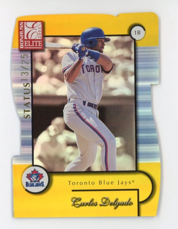 Donruss Elite Carlos Delgado 2001 estado dorado troquelado 13/25 raro SSP Foto 1 de 2
