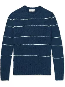 NWT Officine Générale ‘Marco’ Navy Blue White Striped Boucle Yarn Sweater Size S - Picture 1 of 18