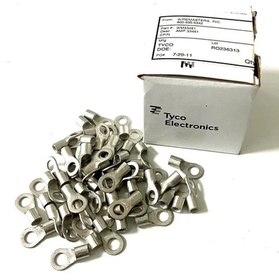 33461 Tyco Ring Terminales Amp Conectores, 8 AWG, 1/4 Perno, Interconecta CINCUENTA Foto 1 de 4