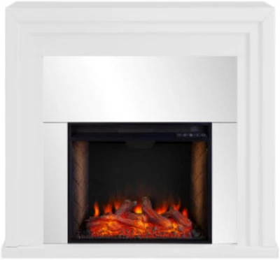 Lareira elétrica espelhada Stadderly, branco-prata - Imagem 1 de 4