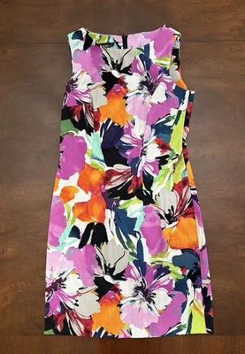 Платье ALYX размер 10 футляр цветочный мульти без рукавов на молнии летний комфорт - Изображение 1 из 4