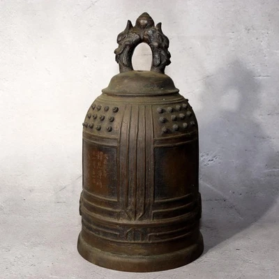 Campana de templo de bronce antigua japonesa sintoísta budista período Taisho santuario Suzu​ Foto 1 de 4