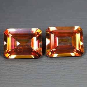 7.04 ct (2pcs) MATCHING PAIR Emerald (10.00 x 7.93 mm) Twilight Topaz Gemstone - Picture 1 of 3